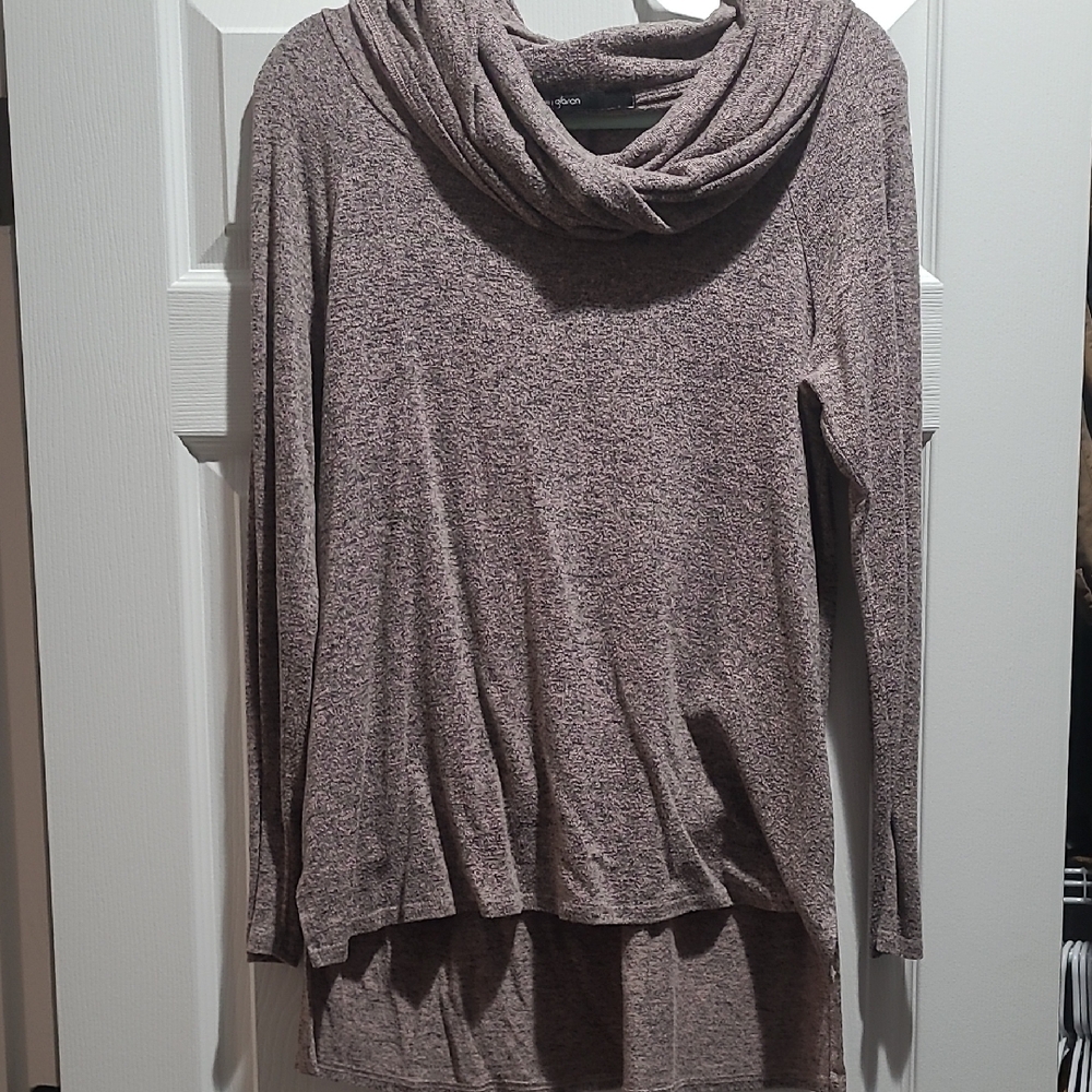 Gibson Heathered Cowl Neck Sweater - Taupe